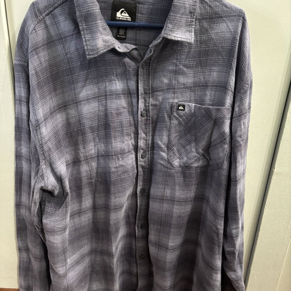 Quiksilver Men's XXL Blue Stretch Flannel Shirt